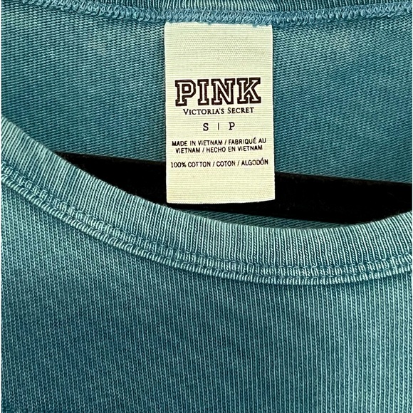 PINK Victoria’s Secret 3/4 Sleeve Blue Washed Light weight Shirt - Picture 3 of 6